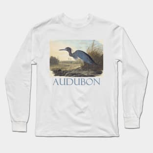 Little Blue Heron by John James Audubon Long Sleeve T-Shirt